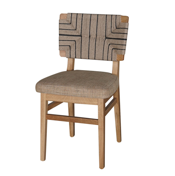 Chair Thaker oak, Upholstered seat, with Cord on the Back